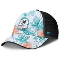 Miami Dolphins Tropical Adjustable Trucker Hat White/Black - Fanatics