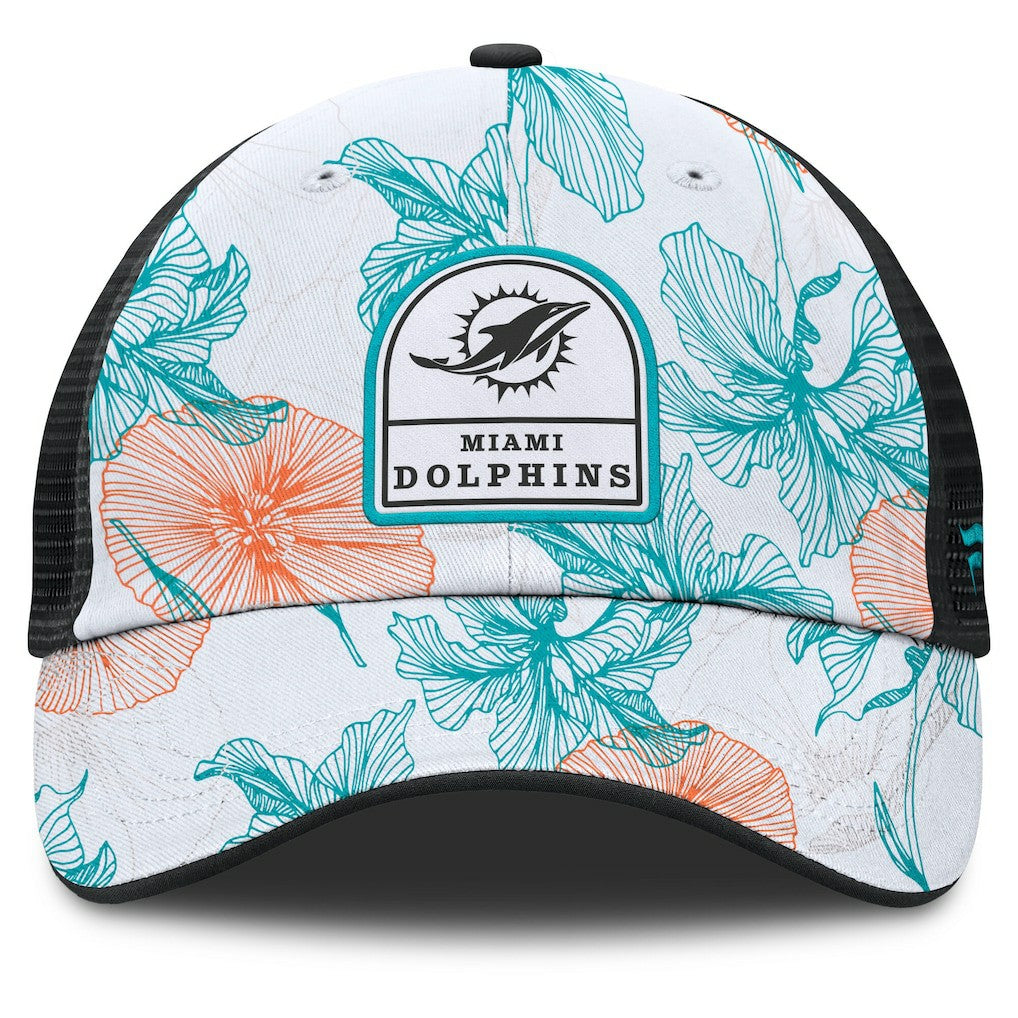 Miami Dolphins Tropical Adjustable Trucker Hat White/Black - Fanatics