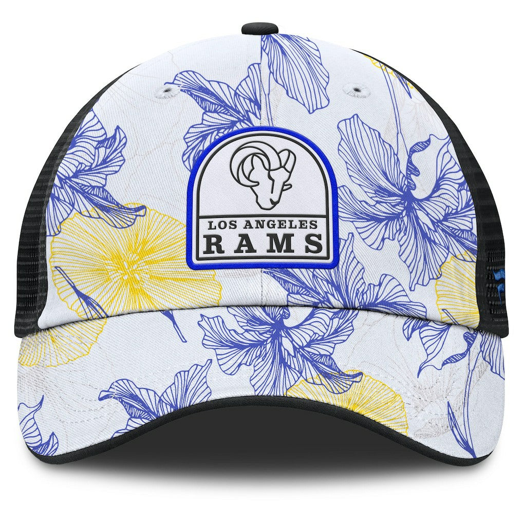 Los Angeles Rams Tropical Adjustable Trucker Hat White/Black - Fanatics