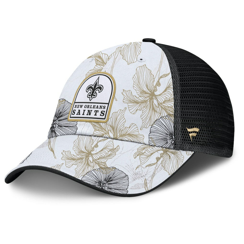 New Orleans Saints Tropical Adjustable Trucker Hat White/Black - Fanatics