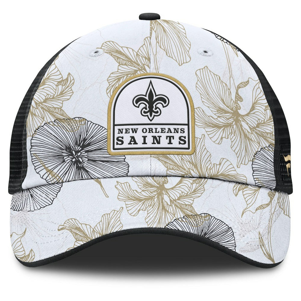 New Orleans Saints Tropical Adjustable Trucker Hat White/Black - Fanatics