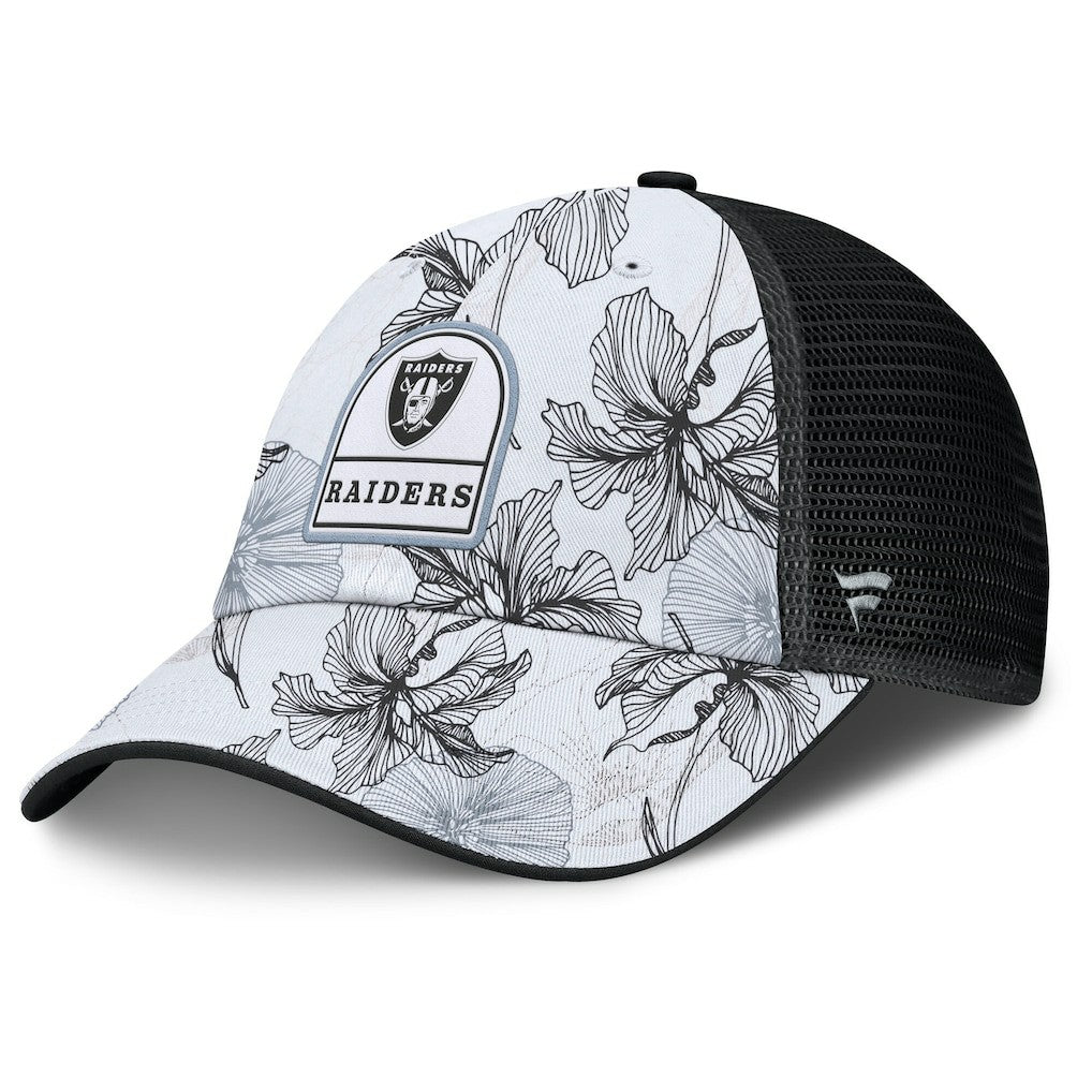 Las Vegas Raiders Tropical Adjustable Trucker Hat White/Black - Fanatics