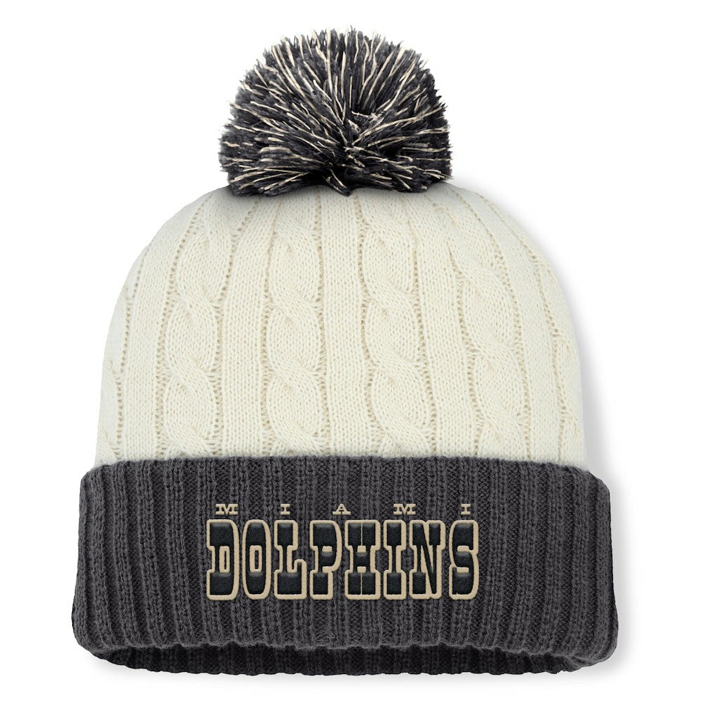 Miami Dolphins Women's Coaxial Cuffed Knit Hat with Pom Cream - Fanatics