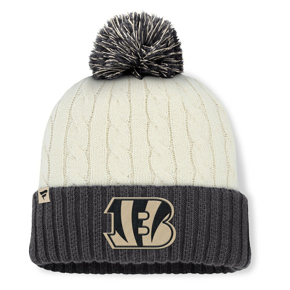 Cincinnati Bengals Women's Coaxial Cuffed Knit Hat with Pom Cream - Fanatics