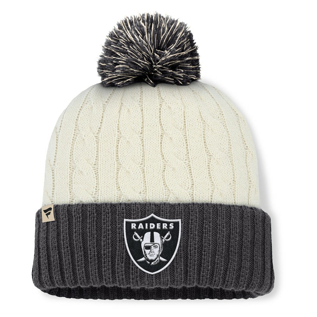Las Vegas Raiders Women's Coaxial Cuffed Knit Hat with Pom Cream - Fanatics