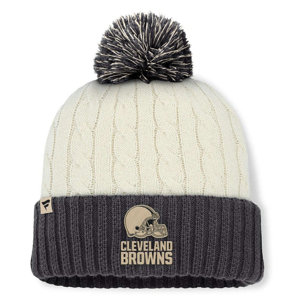 Cleveland Browns Women's Coaxial Cuffed Knit Hat with Pom Cream - Fanatics