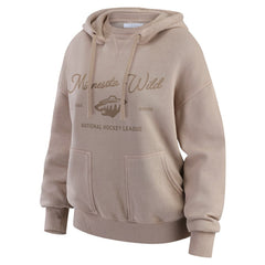 Minnesota Wild - WEAR by Erin Andrews Women's Washed Pullover Crewdie Tan