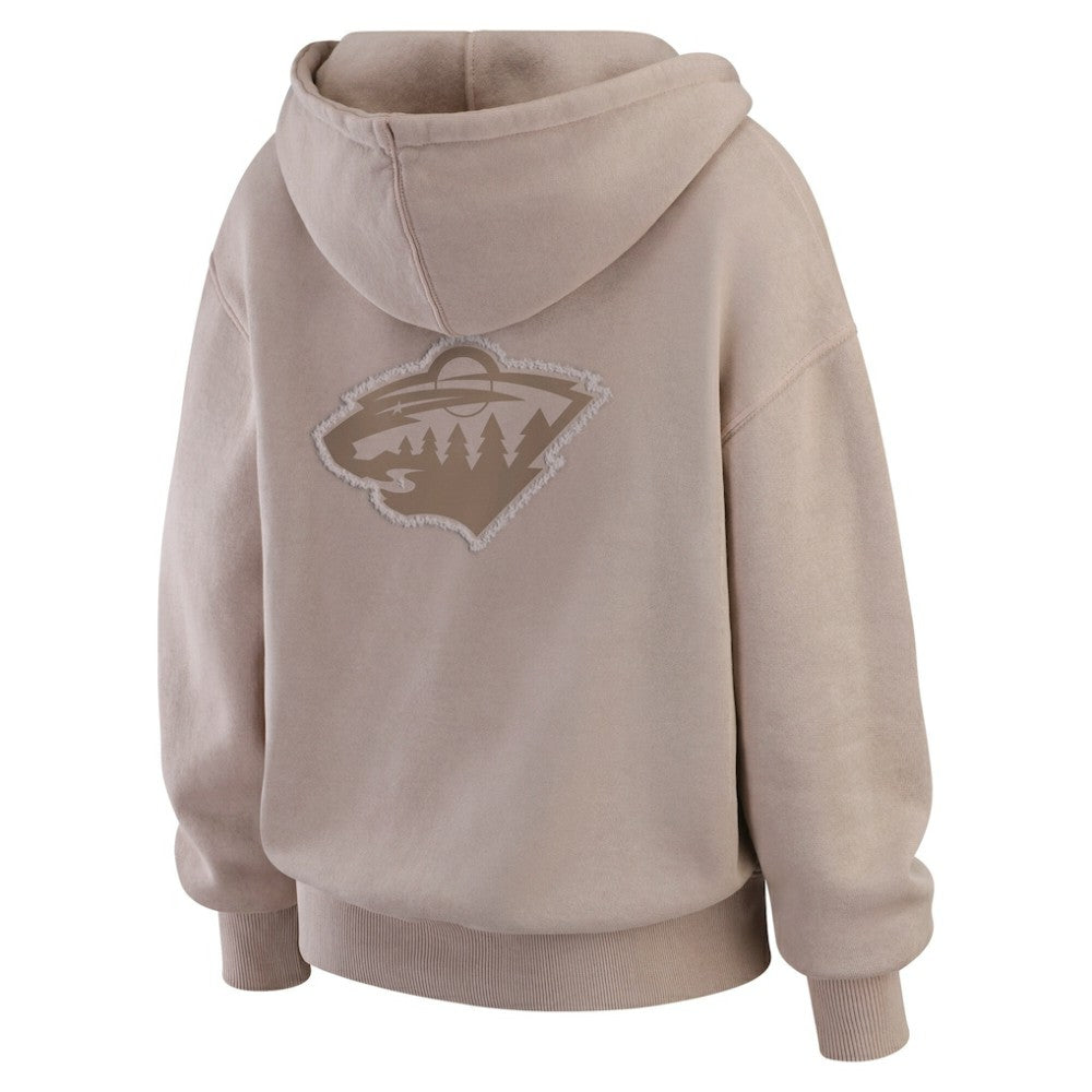 Minnesota Wild - WEAR by Erin Andrews Women's Washed Pullover Crewdie Tan