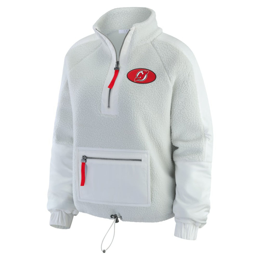 New Jersey Devils - WEAR by Erin Andrews Women's Polar Fleece Quarter-Zip Jacket Gray