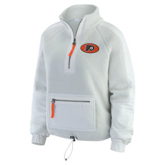 Philadelphia Flyers - WEAR by Erin Andrews Women's Polar Fleece Quarter-Zip Jacket Gray