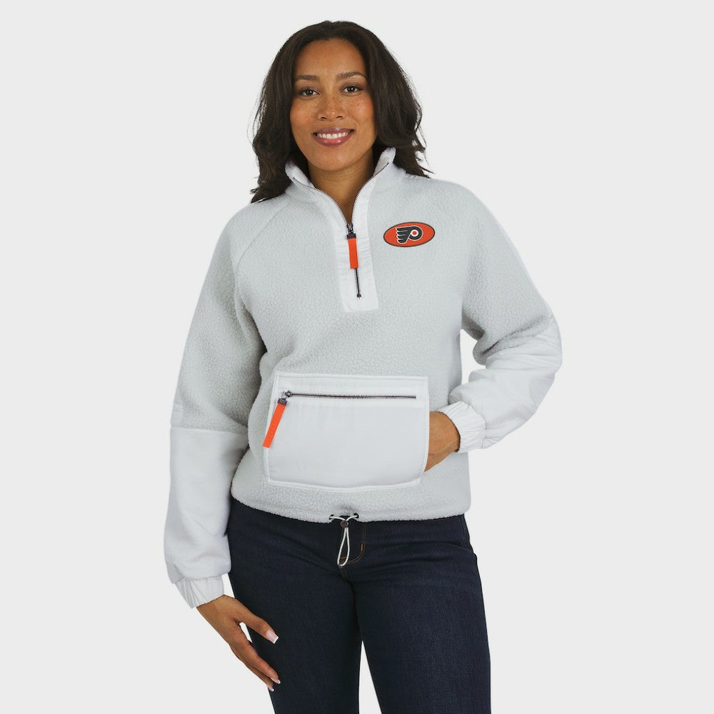 Philadelphia Flyers - WEAR by Erin Andrews Women's Polar Fleece Quarter-Zip Jacket Gray