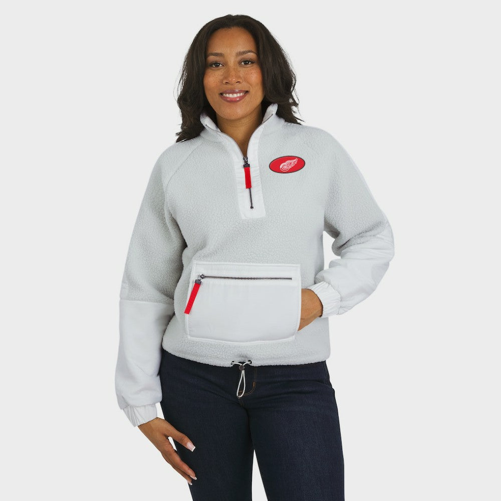 Detroit Red Wings - WEAR by Erin Andrews Women's Polar Fleece Quarter-Zip Jacket Gray