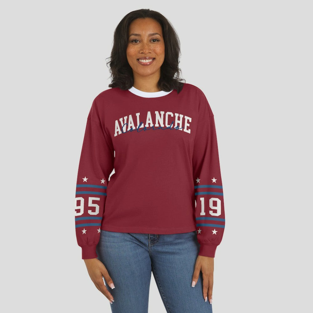 Colorado Avalanche - WEAR by Erin Andrews Women's Long-Sleeve Sport T-Shirt Burgundy