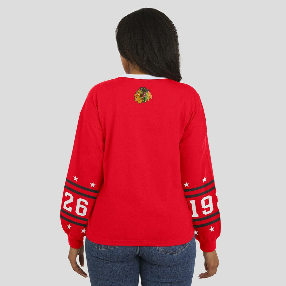 Chicago Blackhawks WEAR by Erin Andrews Women's Long-Sleeve Sport T-Shirt Red