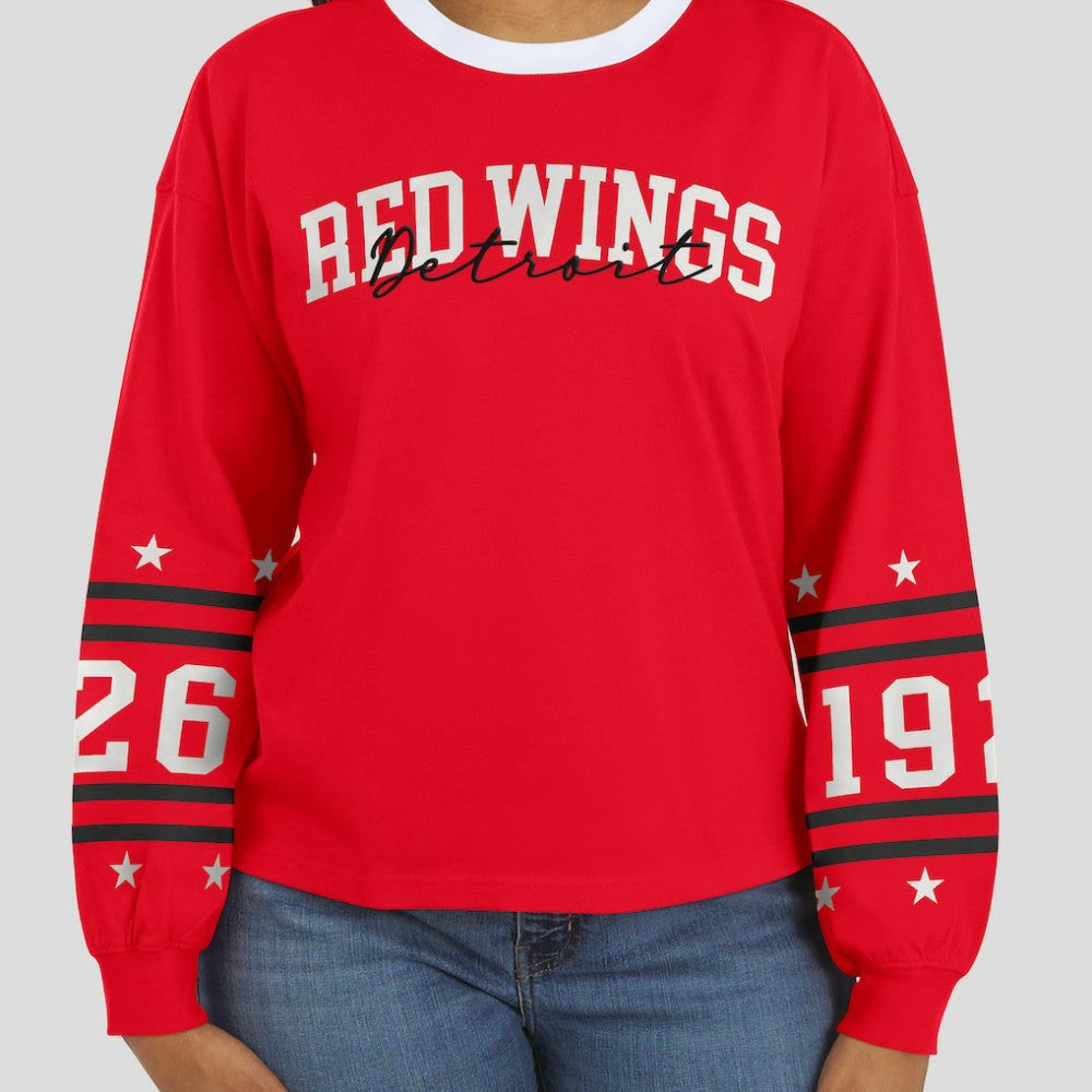 Detroit Red Wings - WEAR by Erin Andrews Women's Long-Sleeve Sport T-Shirt Red