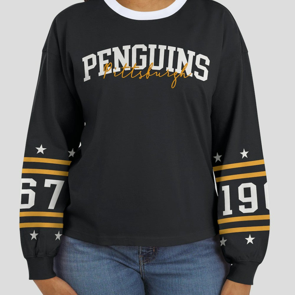 Pittsburgh Penguins WEAR by Erin Andrews Women's Long-Sleeve Sport T-Shirt Black