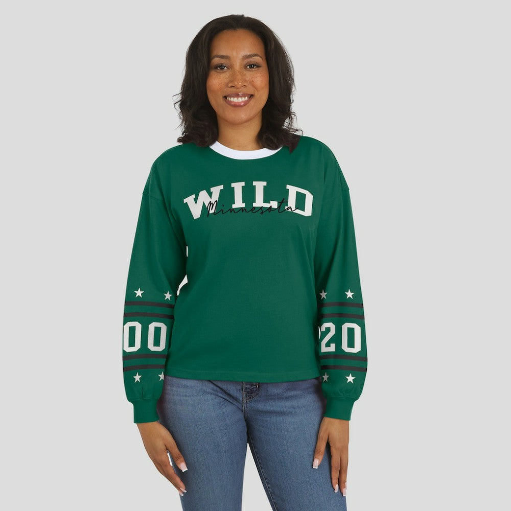 Minnesota Wild - WEAR by Erin Andrews Women's Long-Sleeve Sport T-Shirt Green