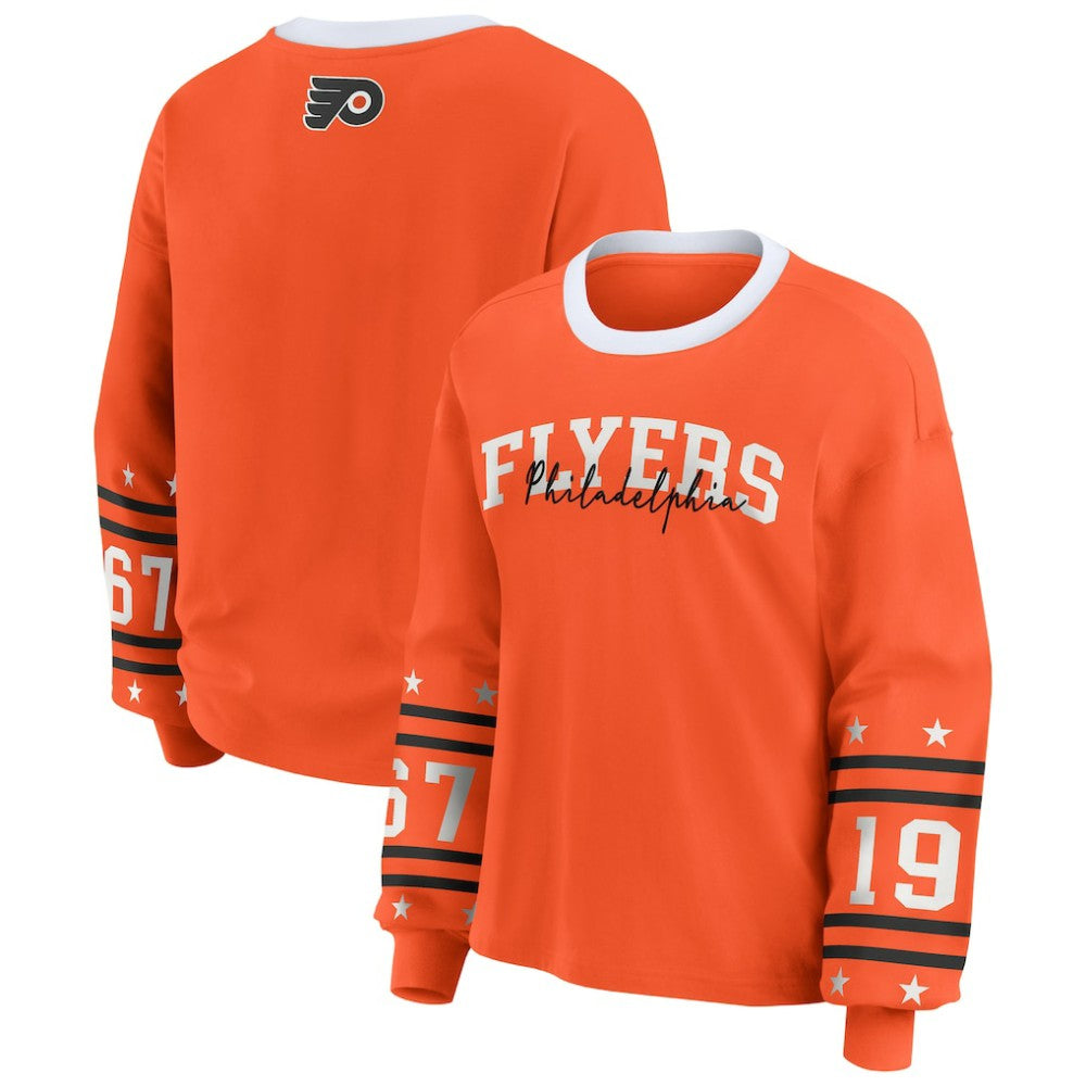 Philadelphia Flyers - WEAR by Erin Andrews Women's Long-Sleeve Sport T-Shirt Orange