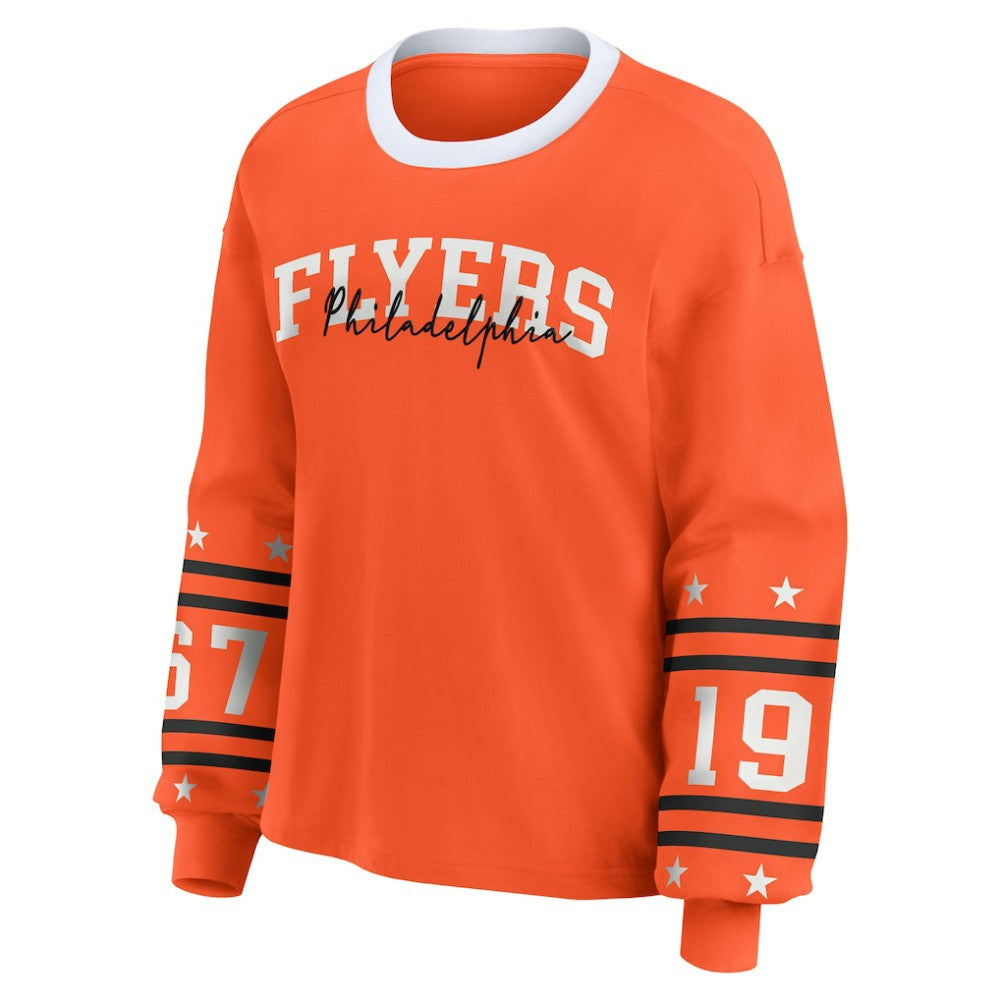 Philadelphia Flyers - WEAR by Erin Andrews Women's Long-Sleeve Sport T-Shirt Orange