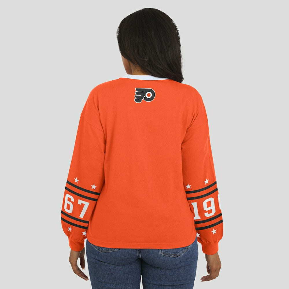 Philadelphia Flyers - WEAR by Erin Andrews Women's Long-Sleeve Sport T-Shirt Orange