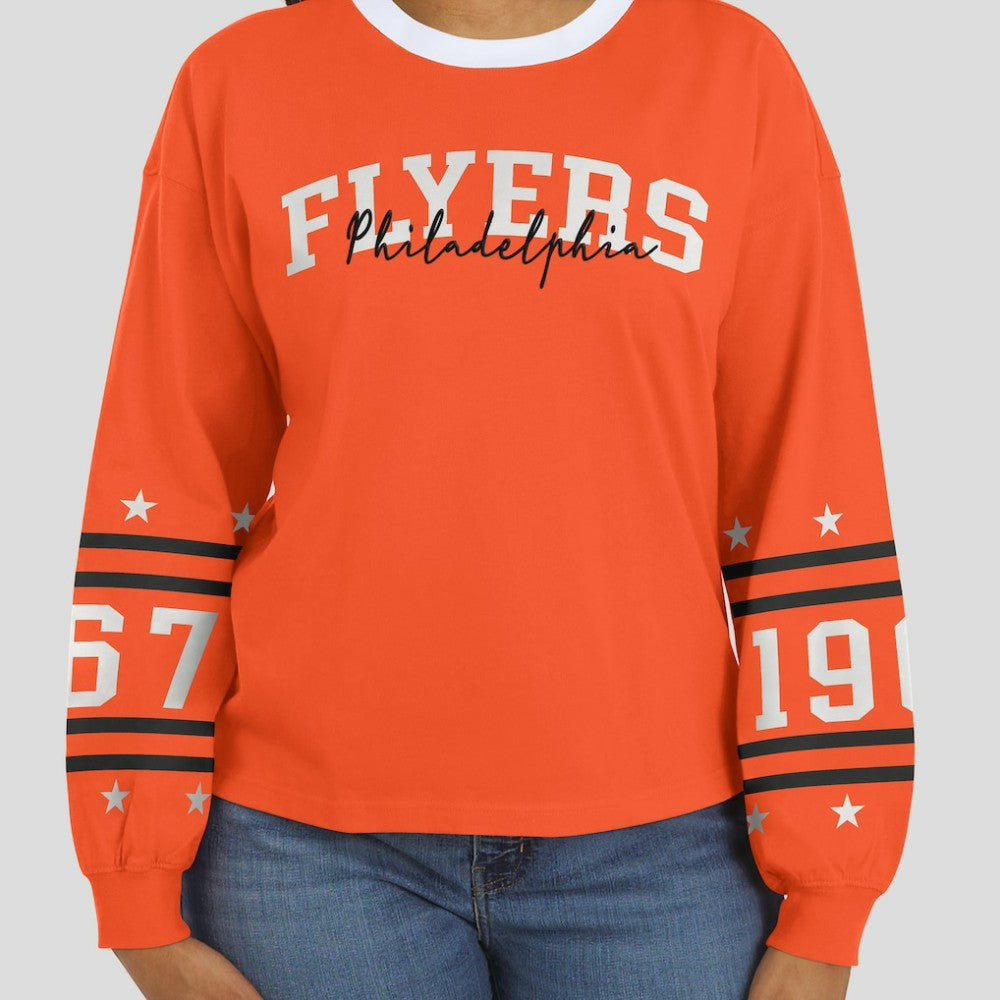 Philadelphia Flyers - WEAR by Erin Andrews Women's Long-Sleeve Sport T-Shirt Orange