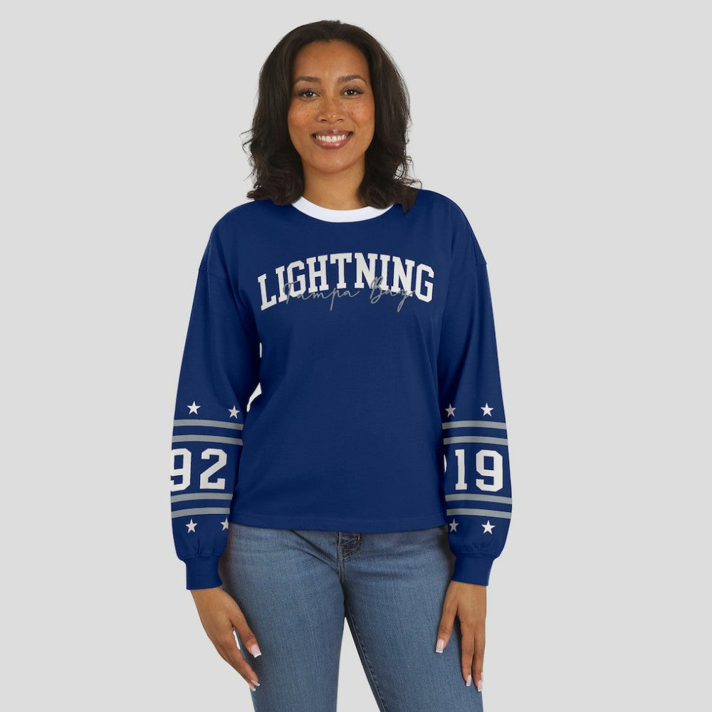Tampa Bay Lightning - WEAR by Erin Andrews Women's Long-Sleeve Sport T-Shirt Blue
