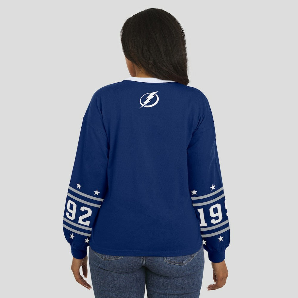 Tampa Bay Lightning - WEAR by Erin Andrews Women's Long-Sleeve Sport T-Shirt Blue