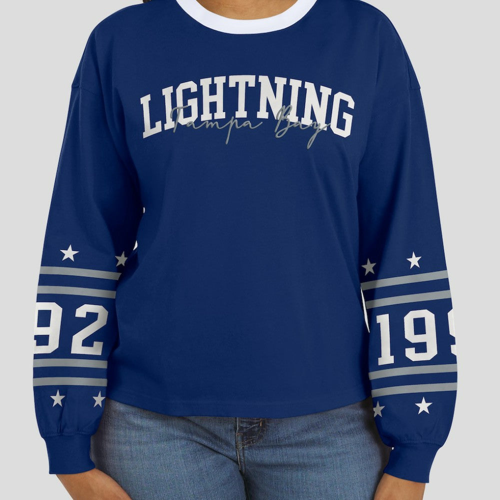 Tampa Bay Lightning - WEAR by Erin Andrews Women's Long-Sleeve Sport T-Shirt Blue