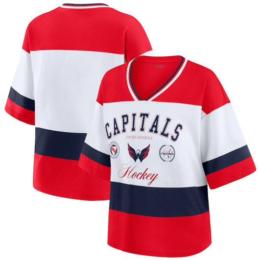 Washington Capitals WEAR by Erin Andrews Women's Jersey Style Tee - Red/White | NHL Jerseys