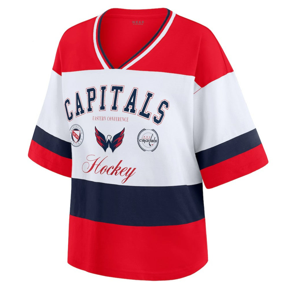 Washington Capitals WEAR by Erin Andrews Women's Jersey Style Tee - Red/White | NHL Jerseys