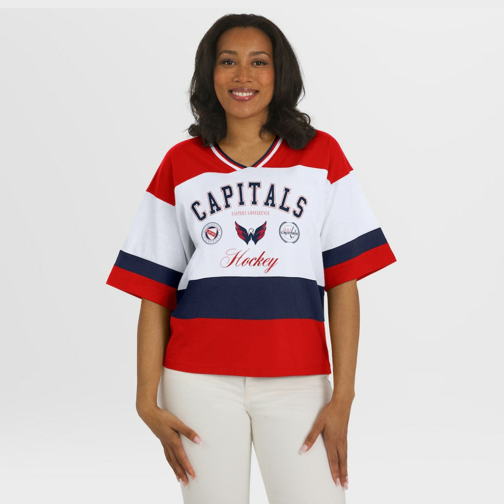 Washington Capitals WEAR by Erin Andrews Women's Jersey Style Tee - Red/White | NHL Jerseys