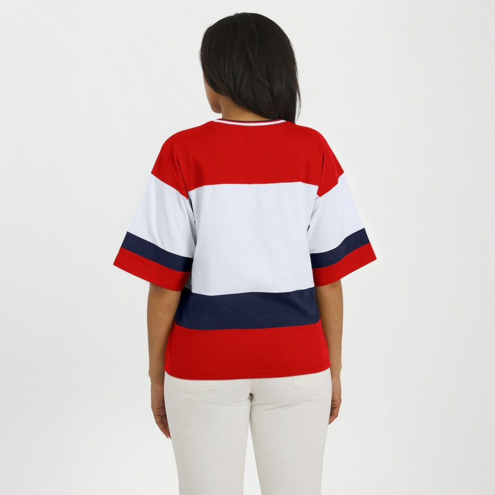 Washington Capitals WEAR by Erin Andrews Women's Jersey Style Tee - Red/White | NHL Jerseys