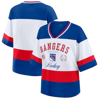 New York Rangers WEAR by Erin Andrews Women's Jersey Style Tee - Blue/White | NHL Jerseys
