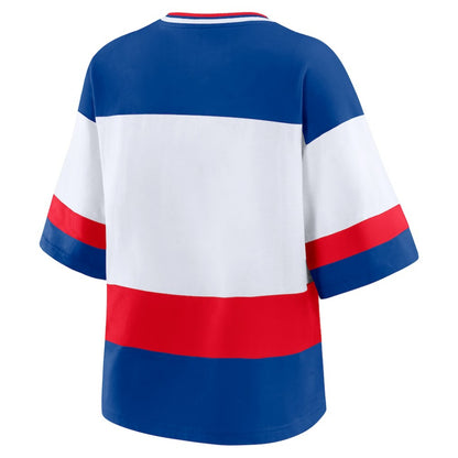 New York Rangers WEAR by Erin Andrews Women's Jersey Style Tee - Blue/White | NHL Jerseys