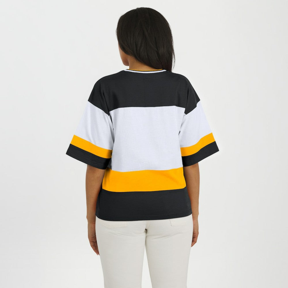 Pittsburgh Penguins WEAR by Erin Andrews Women's Jersey Style Tee - Black/White | NHL Jerseys