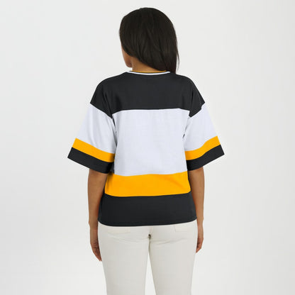 Pittsburgh Penguins WEAR by Erin Andrews Women's Jersey Style Tee - Black/White | NHL Jerseys