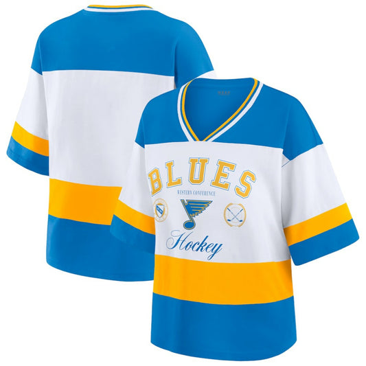 St. Louis Blues WEAR by Erin Andrews Women's Jersey Style Tee - Blue/White | NHL Jerseys