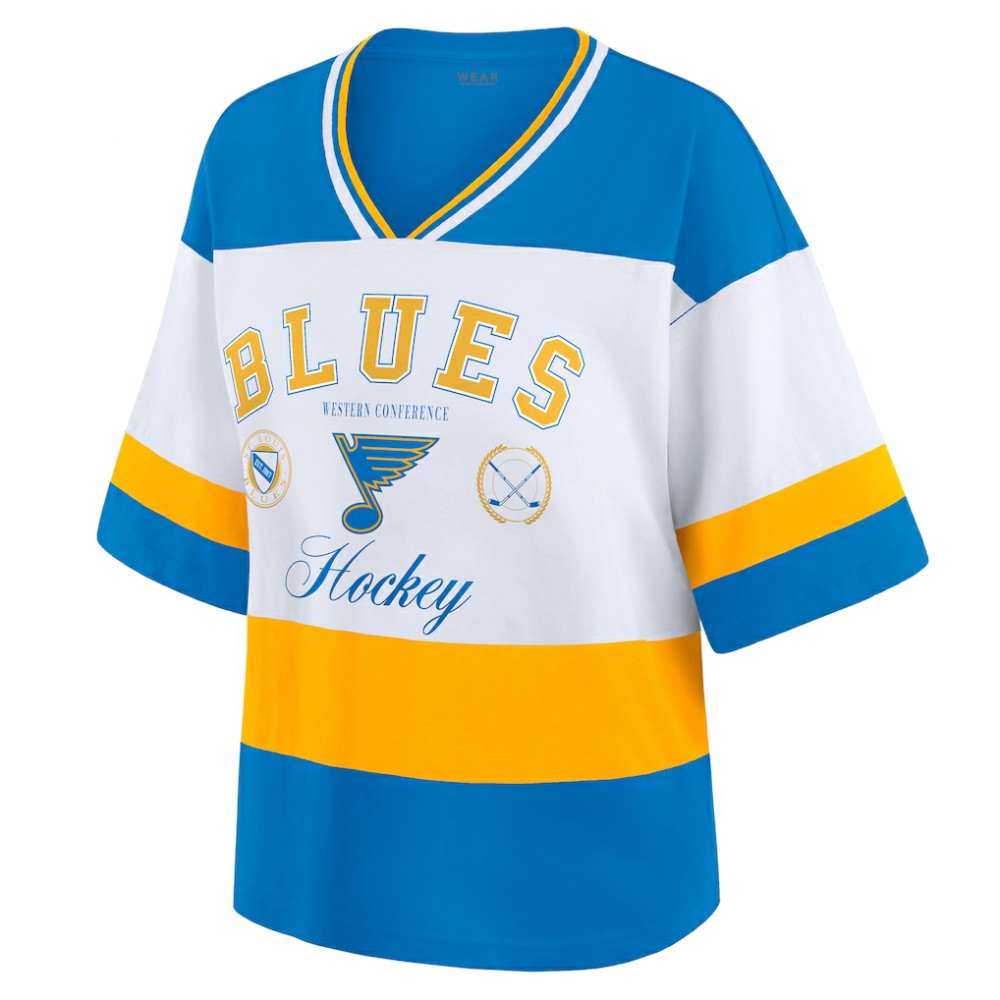 St. Louis Blues - WEAR by Erin Andrews Women's Jersey Style Tee Blue/White
