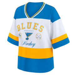 St. Louis Blues - WEAR by Erin Andrews Women's Jersey Style Tee Blue/White