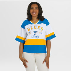 St. Louis Blues - WEAR by Erin Andrews Women's Jersey Style Tee Blue/White