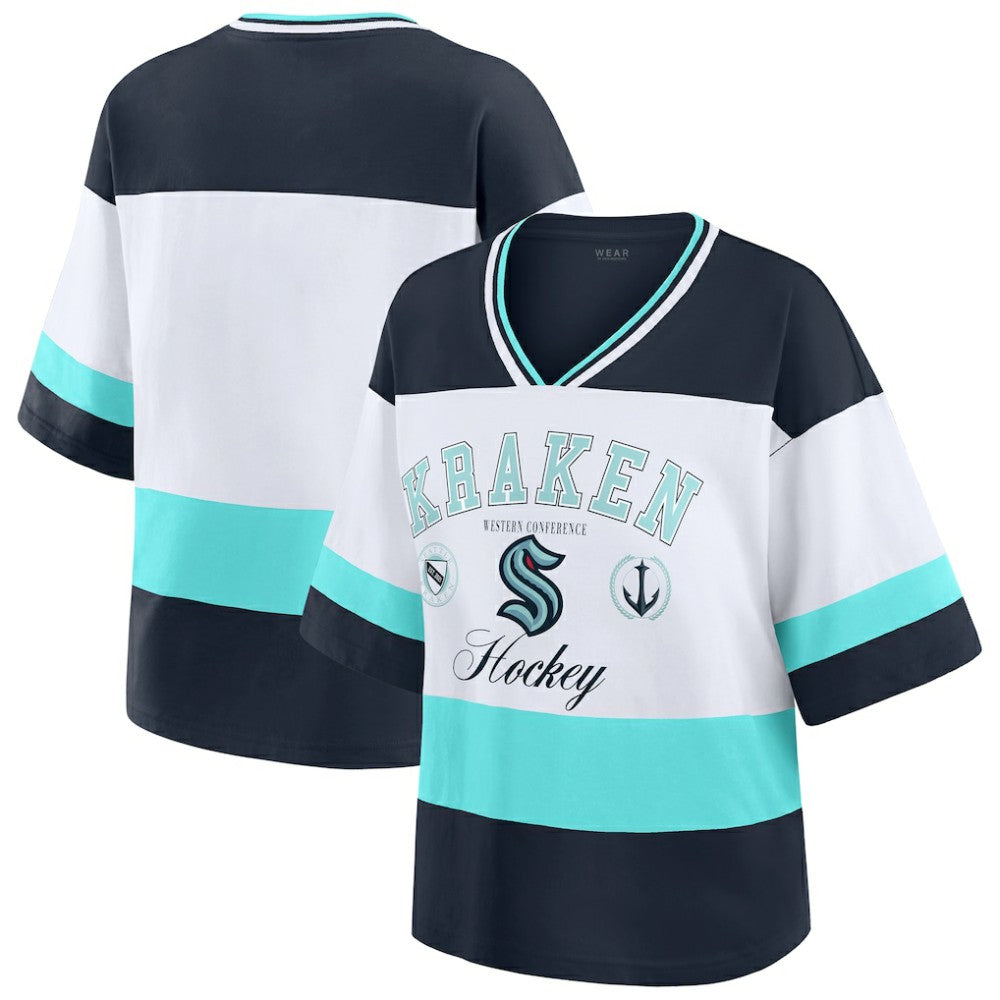 Seattle Kraken WEAR by Erin Andrews Women's Jersey Style Tee - Black/White | NHL Jerseys