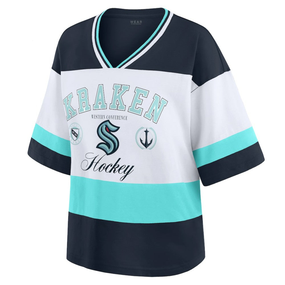 Seattle Kraken WEAR by Erin Andrews Women's Jersey Style Tee - Black/White | NHL Jerseys