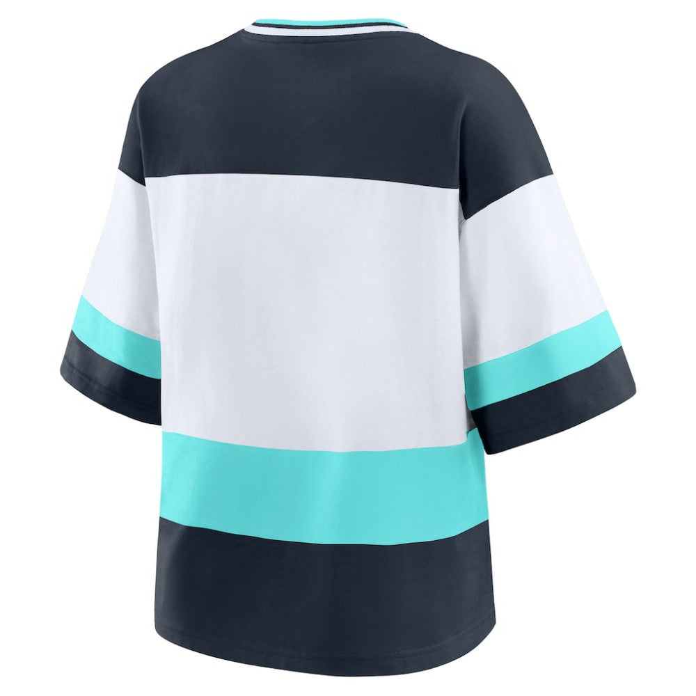 Seattle Kraken WEAR by Erin Andrews Women's Jersey Style Tee - Black/White | NHL Jerseys