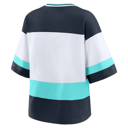 Seattle Kraken WEAR by Erin Andrews Women's Jersey Style Tee - Black/White | NHL Jerseys