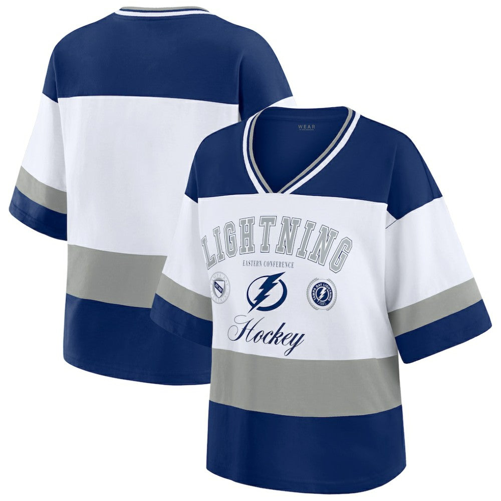 Tampa Bay Lightning WEAR by Erin Andrews Women's Jersey Style Tee - Blue/White | NHL Jerseys
