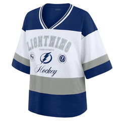 Tampa Bay Lightning - WEAR by Erin Andrews Women's Jersey Style Tee Blue/White