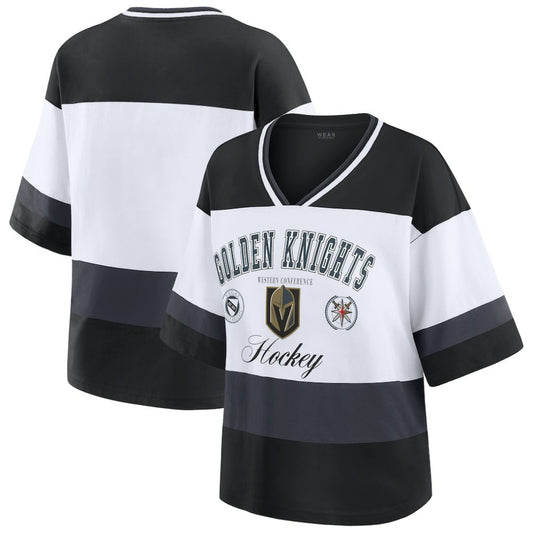 Vegas Golden Knights WEAR by Erin Andrews Women's Jersey Style Tee - Black/White | NHL Jerseys