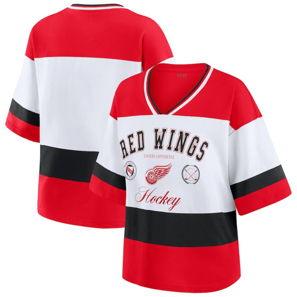 Detroit Red Wings WEAR by Erin Andrews Women's Jersey Style Tee - Red/White | NHL Jerseys