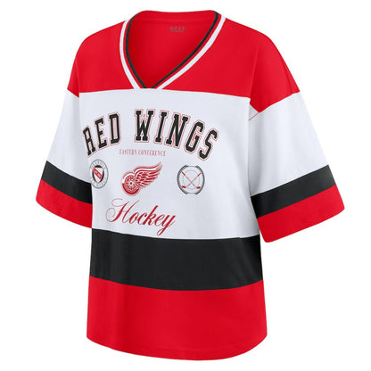 Detroit Red Wings WEAR by Erin Andrews Women's Jersey Style Tee - Red/White | NHL Jerseys