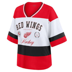 Detroit Red Wings - WEAR by Erin Andrews Women's Jersey Style Tee Red/White